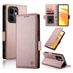 For OPPO Reno13 F 4G / 5G Side Buckle Magnetic Frosted Leather Phone Case(Rose Gold)