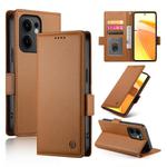 For OPPO Reno13 F 4G / 5G Side Buckle Magnetic Frosted Leather Phone Case(Brown)