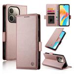 For OPPO A5 PRO 5G Global Side Buckle Magnetic Frosted Leather Phone Case(Rose Gold)