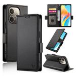 For OPPO A5 PRO 5G Global Side Buckle Magnetic Frosted Leather Phone Case(Black)