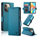 For OPPO A5 PRO 5G Global Side Buckle Magnetic Frosted Leather Phone Case(Blue)