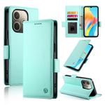 For OPPO A5 PRO 5G Global Side Buckle Magnetic Frosted Leather Phone Case(Mint Green)