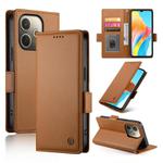 For OPPO A5 PRO 5G Global Side Buckle Magnetic Frosted Leather Phone Case(Brown)