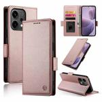 For OPPO Reno14 Global / Reno14 F 5G Side Buckle Magnetic Frosted Leather Phone Case(Rose Gold)