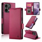 For OPPO Reno14 Global / Reno14 F 5G Side Buckle Magnetic Frosted Leather Phone Case(Wine Red)