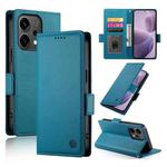 For OPPO Reno14 Global / Reno14 F 5G Side Buckle Magnetic Frosted Leather Phone Case(Blue)