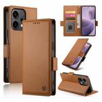 For OPPO Reno14 Global / Reno14 F 5G Side Buckle Magnetic Frosted Leather Phone Case(Brown)