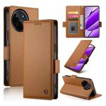For Realme 11 4G Side Buckle Magnetic Frosted Leather Phone Case(Brown)