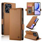 For Realme C53 4G / Narzo N53 4G Side Buckle Magnetic Frosted Leather Phone Case(Brown)