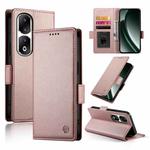 For Realme GT 6 Global Side Buckle Magnetic Frosted Leather Phone Case(Rose Gold)