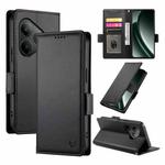 For Realme GT 6 Global Side Buckle Magnetic Frosted Leather Phone Case(Black)