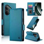 For Realme GT 6 Global Side Buckle Magnetic Frosted Leather Phone Case(Blue)