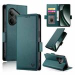 For Realme GT 6 Global Side Buckle Magnetic Frosted Leather Phone Case(Dark Green)