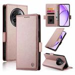 For Realme 13+ Side Buckle Magnetic Frosted Leather Phone Case(Rose Gold)