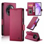 For Realme 13+ Side Buckle Magnetic Frosted Leather Phone Case(Wine Red)