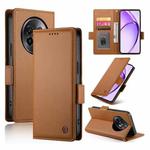 For Realme 13+ Side Buckle Magnetic Frosted Leather Phone Case(Brown)