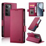 For Realme C75 / Realme 14x Side Buckle Magnetic Frosted Leather Phone Case(Wine Red)