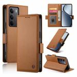 For Realme C75 / Realme 14x Side Buckle Magnetic Frosted Leather Phone Case(Brown)