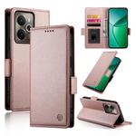 For Realme 14 / Realme P3 5G Side Buckle Magnetic Frosted Leather Phone Case(Rose Gold)