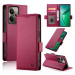 For Realme 14 / Realme P3 5G Side Buckle Magnetic Frosted Leather Phone Case(Wine Red)
