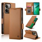 For Realme 14 / Realme P3 5G Side Buckle Magnetic Frosted Leather Phone Case(Brown)
