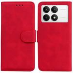 For Xiaomi Poco F6 Pro Skin Feel Pure Color Flip Leather Phone Case(Red)