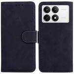 For Xiaomi Poco F6 Pro Skin Feel Pure Color Flip Leather Phone Case(Black)