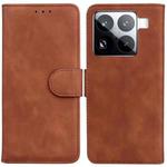 For Xiaomi 15 Pro Skin Feel Pure Color Flip Leather Phone Case(Brown)