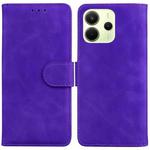 For Redmi Note 14 4G 163.25mm Skin Feel Pure Color Flip Leather Phone Case(Purple)