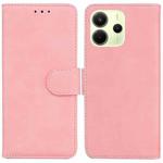For Redmi Note 14 4G 163.25mm Skin Feel Pure Color Flip Leather Phone Case(Pink)