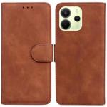 For Redmi Note 14 4G 163.25mm Skin Feel Pure Color Flip Leather Phone Case(Brown)