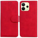For Redmi Note 14 4G 164.84mm Skin Feel Pure Color Flip Leather Phone Case(Red)