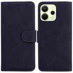 For Redmi Note 14 4G 164.84mm Skin Feel Pure Color Flip Leather Phone Case(Black)