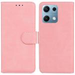 For Redmi Note 14S 4G Skin Feel Pure Color Flip Leather Phone Case(Pink)