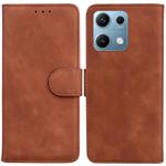 For Redmi Note 14S 4G Skin Feel Pure Color Flip Leather Phone Case(Brown)