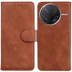 For Redmi K80 / K80 Pro / Xiaomi Poco F7 Pro Skin Feel Pure Color Flip Leather Phone Case(Brown)