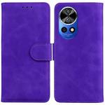 For Huawei nova 12 Ultra Skin Feel Pure Color Flip Leather Phone Case(Purple)