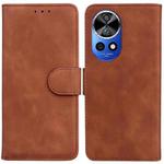 For Huawei nova 12 Ultra Skin Feel Pure Color Flip Leather Phone Case(Brown)