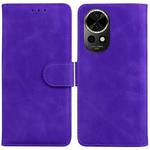 For Huawei nova 12 Skin Feel Pure Color Flip Leather Phone Case(Purple)