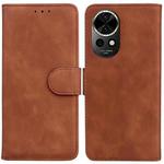 For Huawei nova 12 Skin Feel Pure Color Flip Leather Phone Case(Brown)