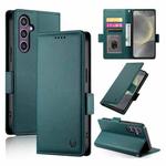 For Samsung Galaxy S24 5G Side Buckle Magnetic Frosted Leather Phone Case(Dark Green)