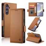 For Samsung Galaxy S24+ 5G Side Buckle Magnetic Frosted Leather Phone Case(Brown)