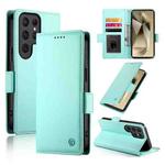 For Samsung Galaxy S24 Ultra 5G Side Buckle Magnetic Frosted Leather Phone Case(Mint Green)