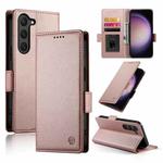 For Samsung Galaxy S23 5G Side Buckle Magnetic Frosted Leather Phone Case(Rose Gold)