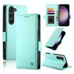 For Samsung Galaxy S23 5G Side Buckle Magnetic Frosted Leather Phone Case(Mint Green)