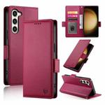 For Samsung Galaxy S23+ 5G Side Buckle Magnetic Frosted Leather Phone Case(Wine Red)