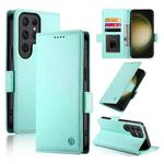 For Samsung Galaxy S23 Ultra 5G Side Buckle Magnetic Frosted Leather Phone Case(Mint Green)