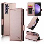 For Samsung Galaxy S23 FE 5G Side Buckle Magnetic Frosted Leather Phone Case(Rose Gold)