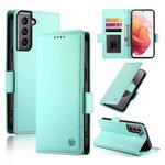 For Samsung Galaxy S21 5G Side Buckle Magnetic Frosted Leather Phone Case(Mint Green)