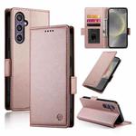 For Samsung Galaxy S25 5G Side Buckle Magnetic Frosted Leather Phone Case(Rose Gold)